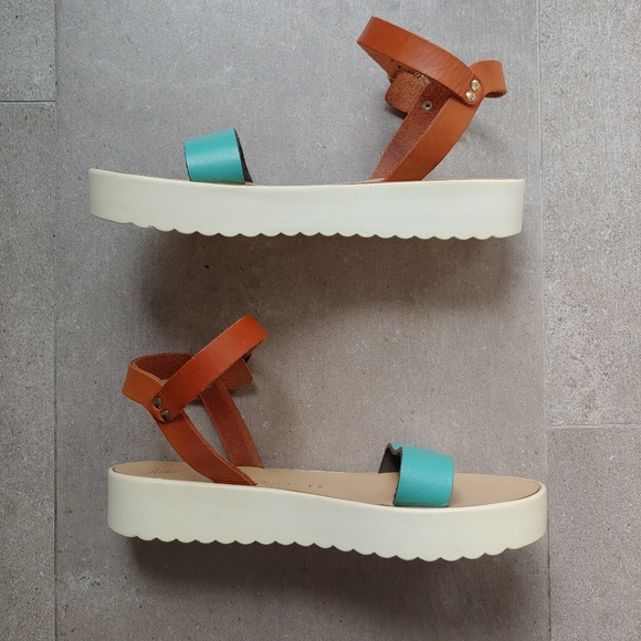 Greek Leather Platform Sandals Nicolas Lainas Size 6 EU 36 - Picture 9 of 15